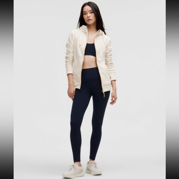 Lululemon Scuba full zip hoodie plush. Heathered Bone with gold zipper. Size 6 - Picture 6 of 16